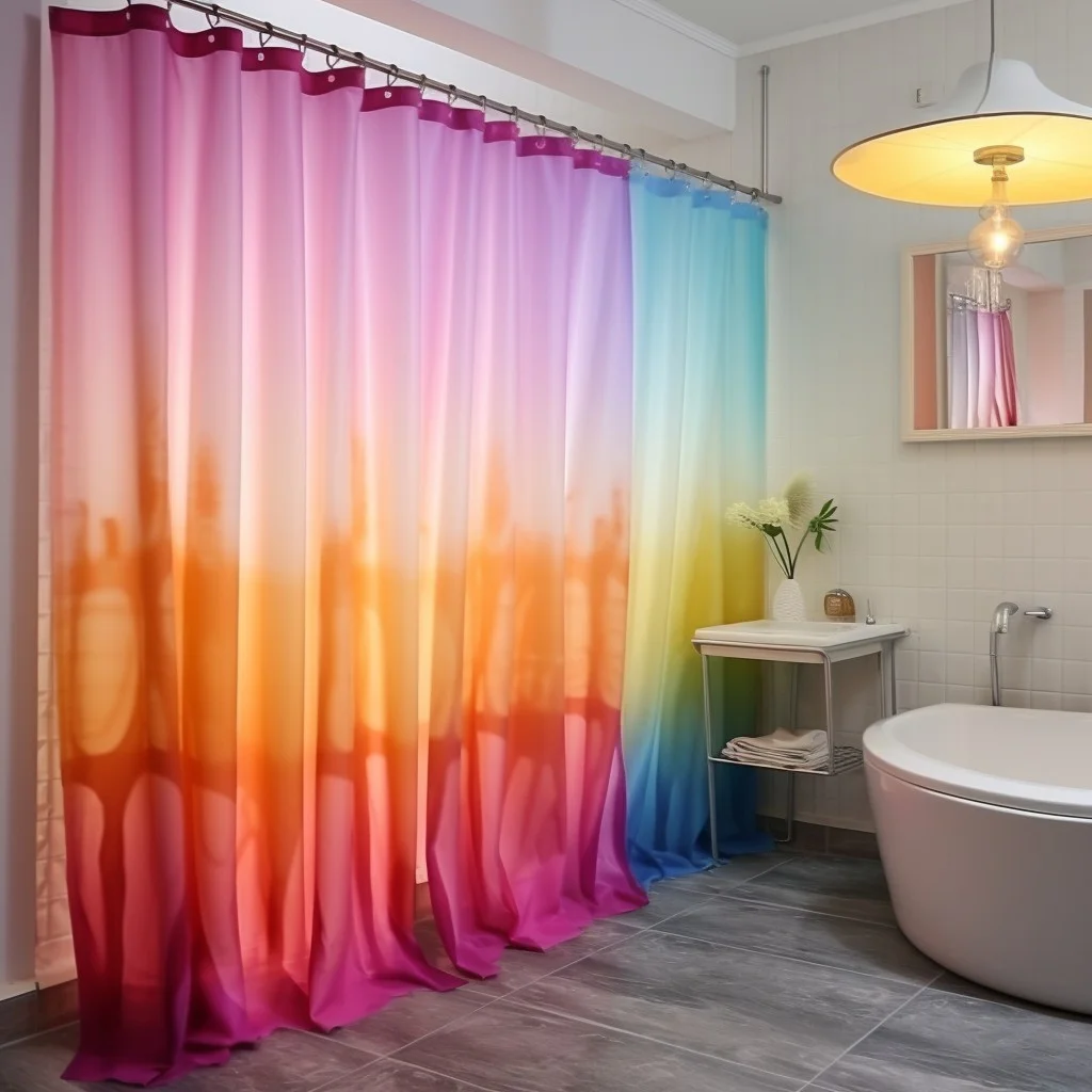 Transparent Curtains With Colorful Borders Bathroom Curtain