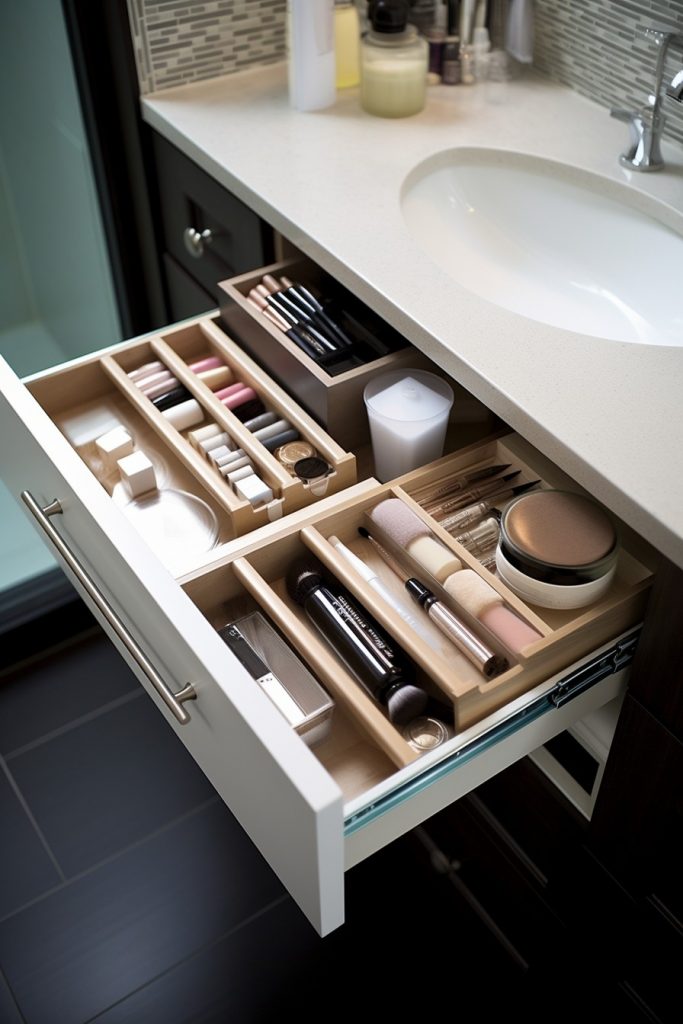 
Use Drawer Dividers for Cosmetics Bathroom Vanity --ar 2:3