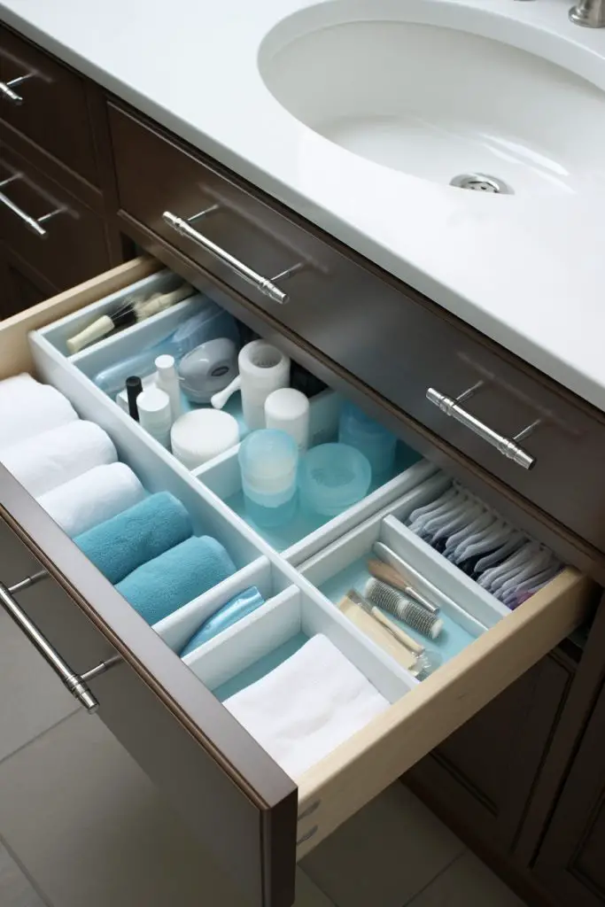 Use Drawer Liners for Added Grip Bathroom Drawer --ar 2:3
