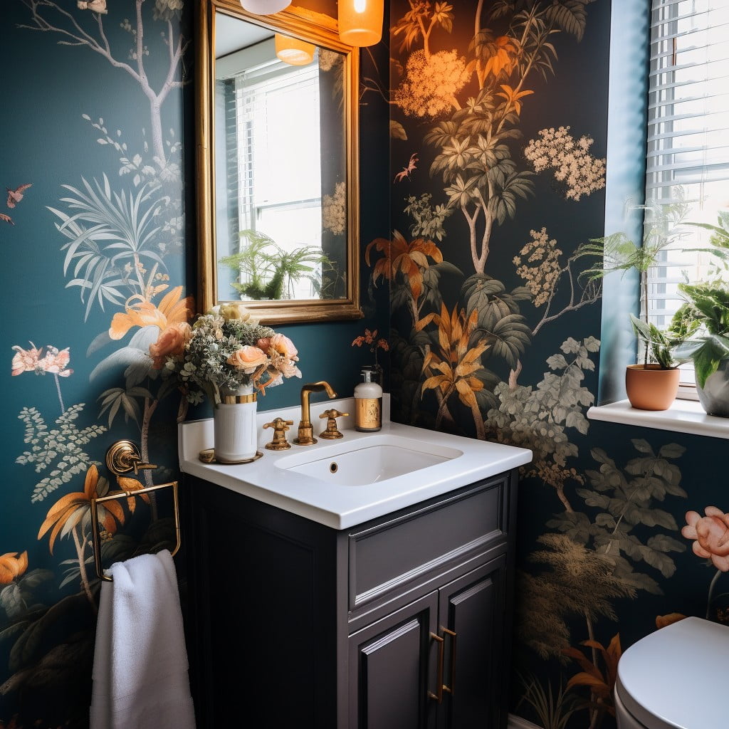 Use Patterned Wallpaper Bathroom Makeover