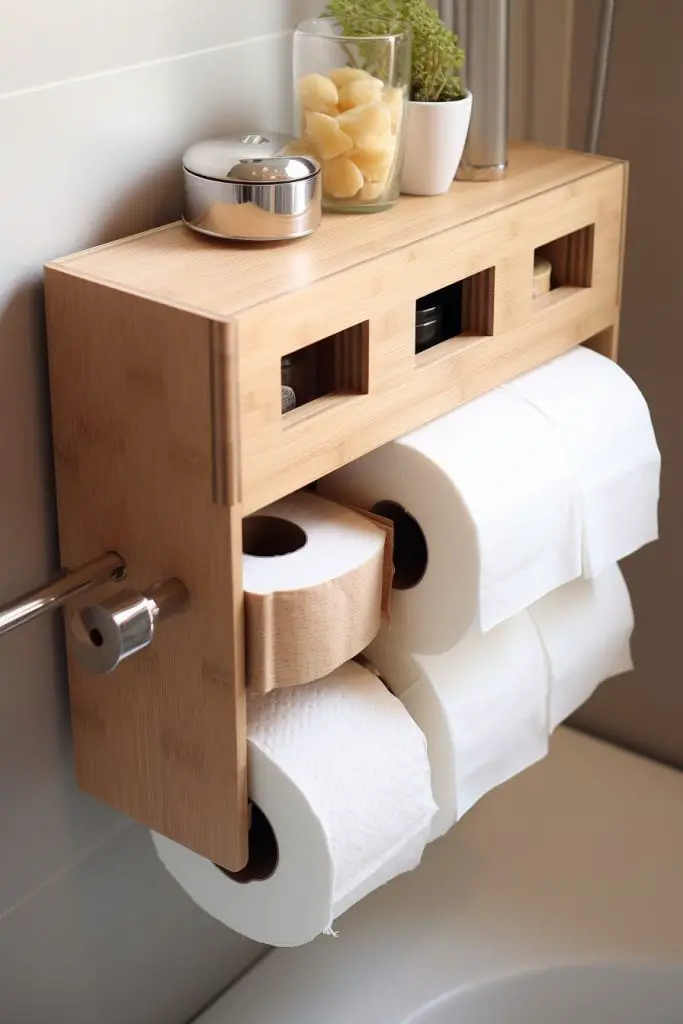 Use Stylish Boxes for Extra Toilet Rolls Bathroom Drawer --ar 2:3