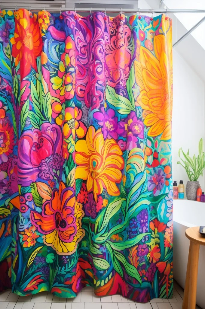 add a colorful shower curtain