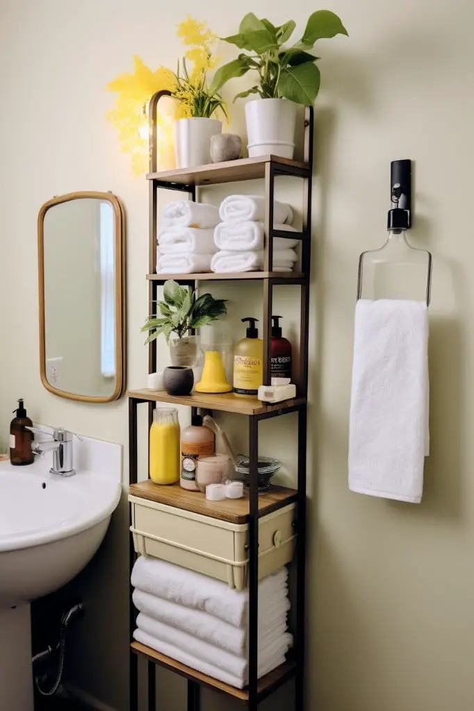 add compact bathroom shelves