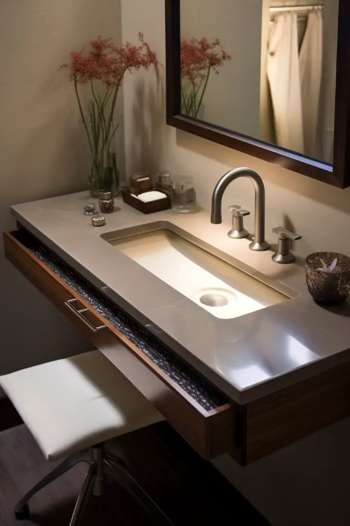 bathroom table with built in sink