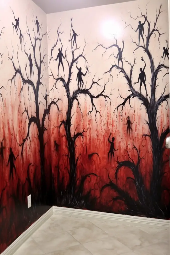 bloody handprint shower curtain