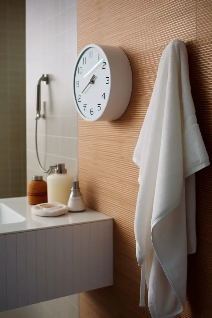 clock with towel rack