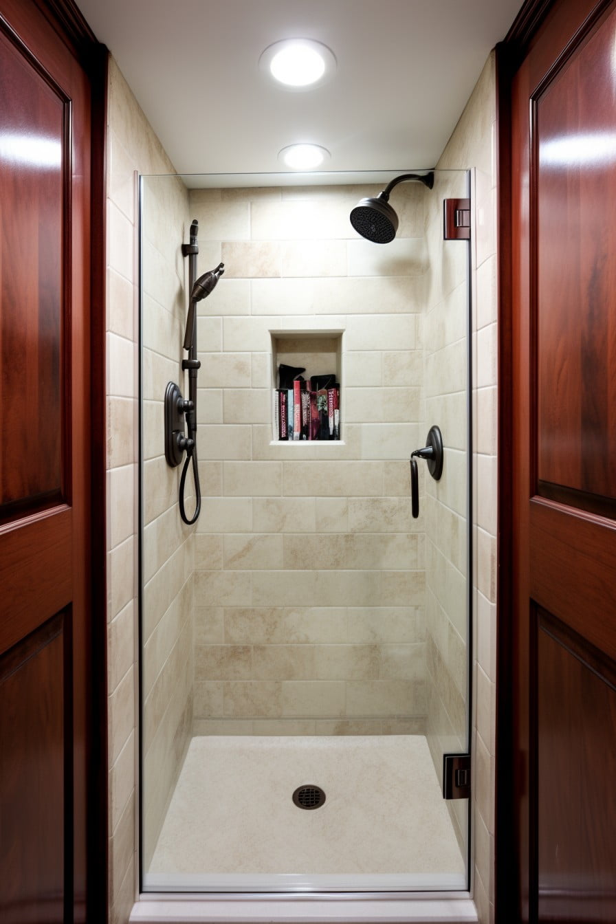 compact three quarter shower booth