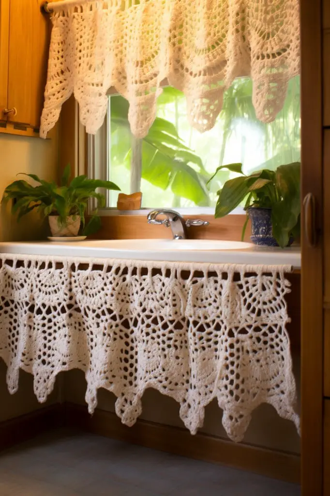 crocheted macrame valance