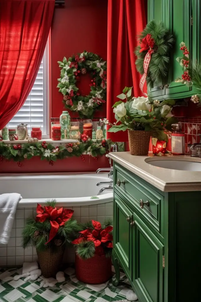 festive red and green linens