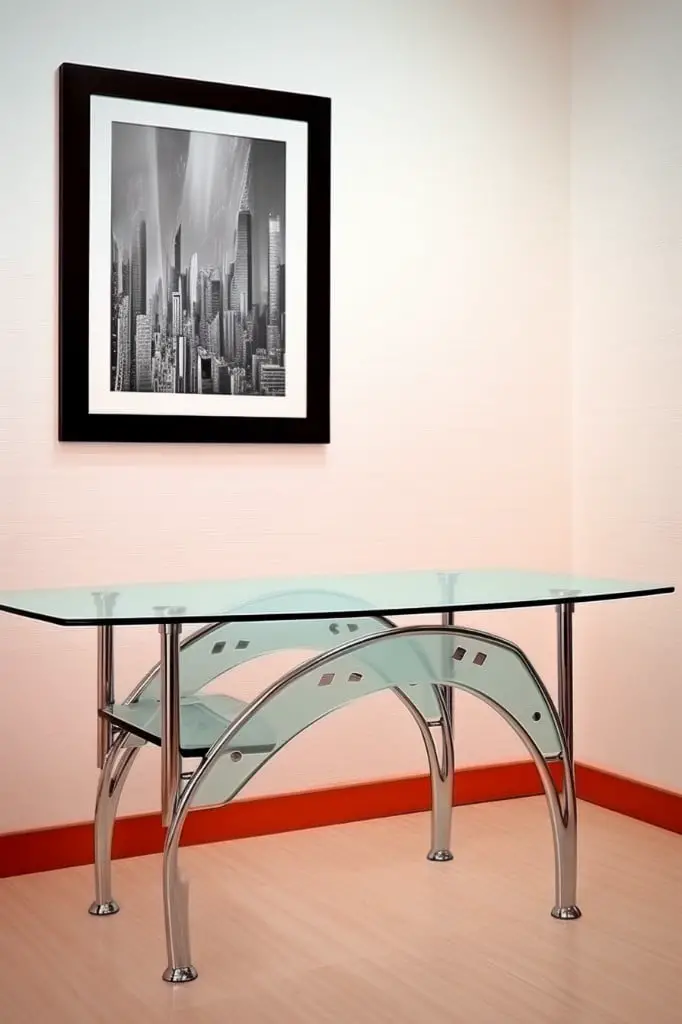 glass top table with chrome stand