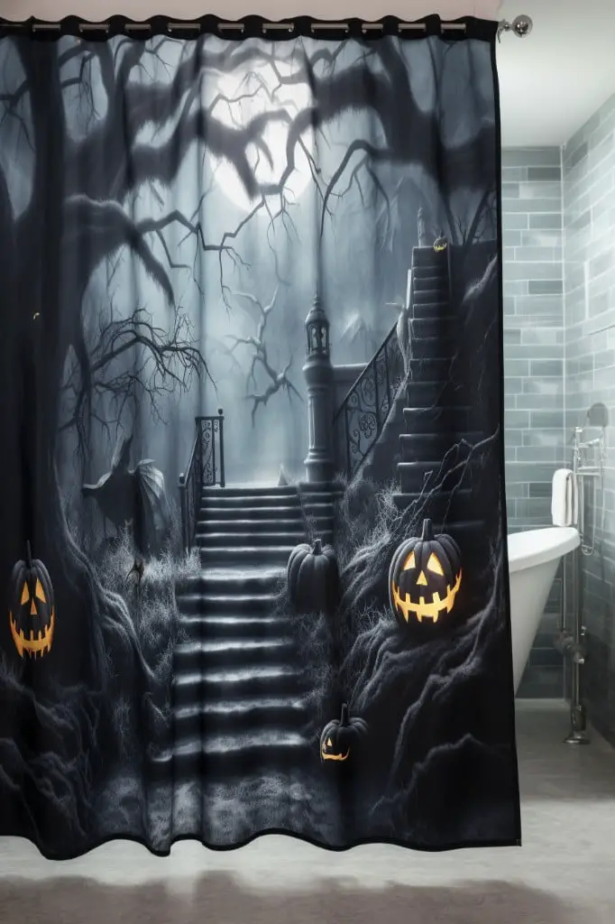 haunted house shower curtain