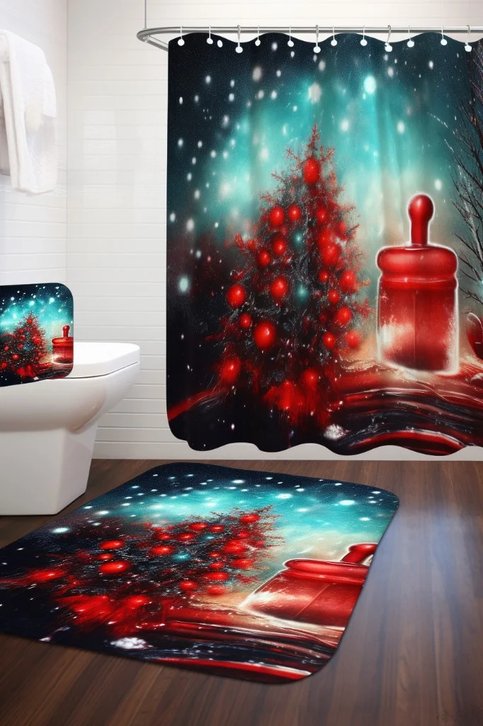 holiday bath mat set