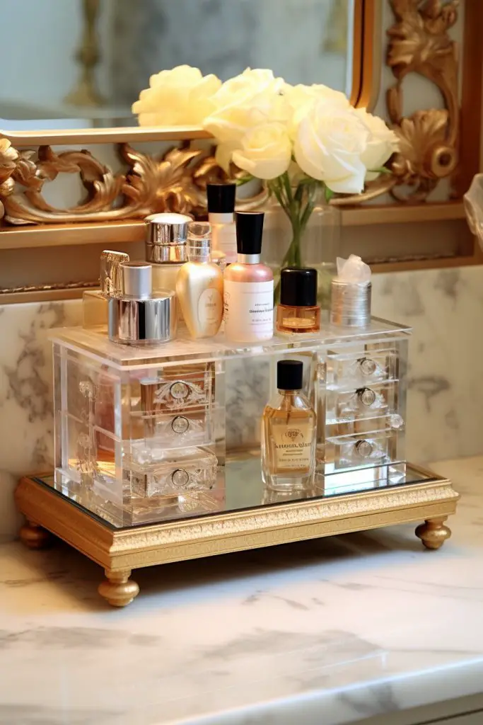 Add a Small Rack for Perfumes Bathroom Vanity --ar 2:3