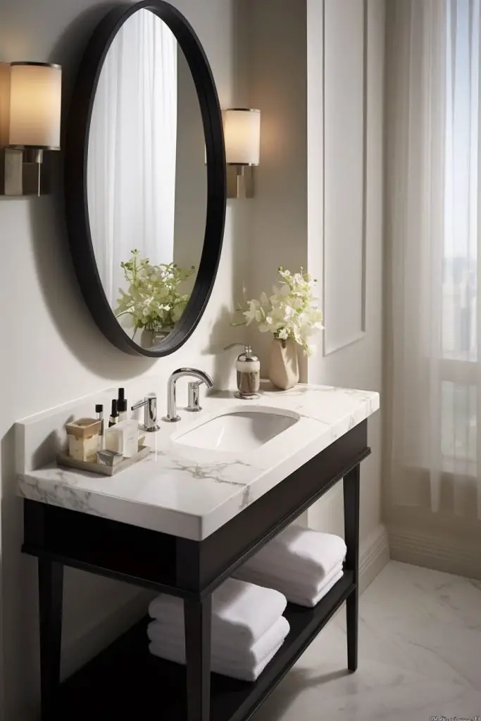 Create a Dedicated Space for Daily Essentials Bathroom Vanity --ar 2:3