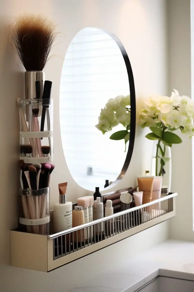 Integrate Magnetic Strips for Hair Accessories Bathroom Vanity --ar 2:3