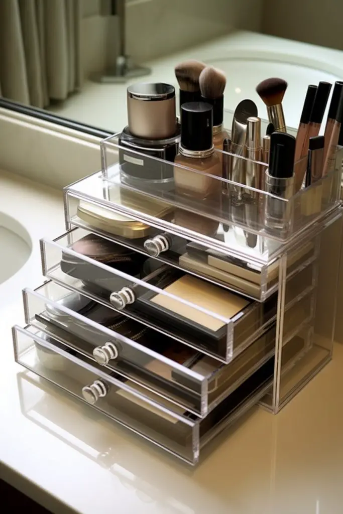 Use Clear Plastic Drawers for Small Items Bathroom Vanity --ar 2:3