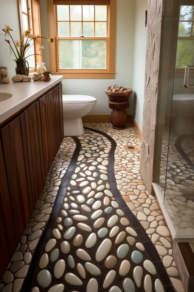 inlaid pebble floor design