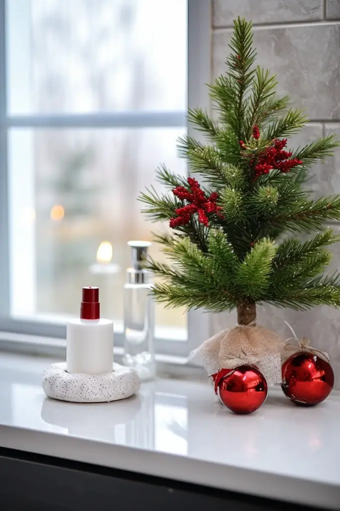 mini pine tree on the countertop