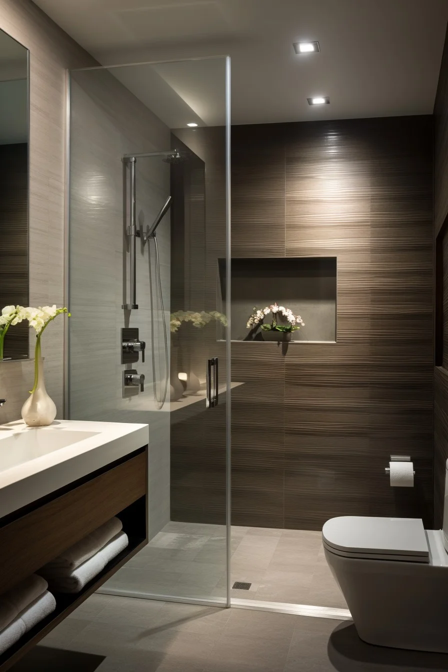 minimalist design with frameless glass shower doors
