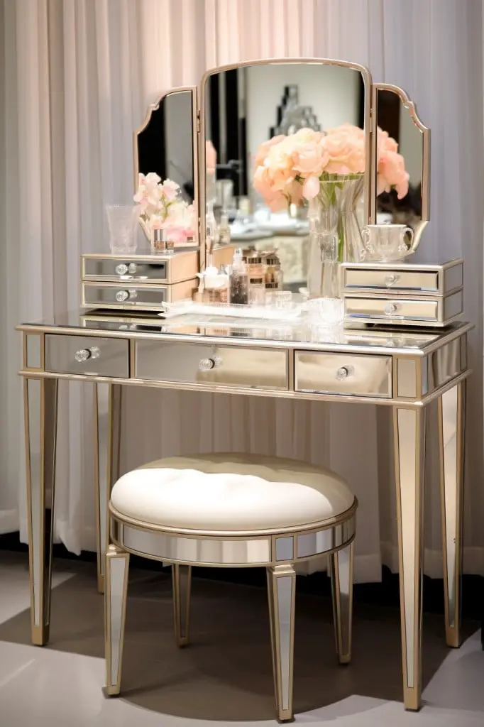 mirrored bathroom vanity table