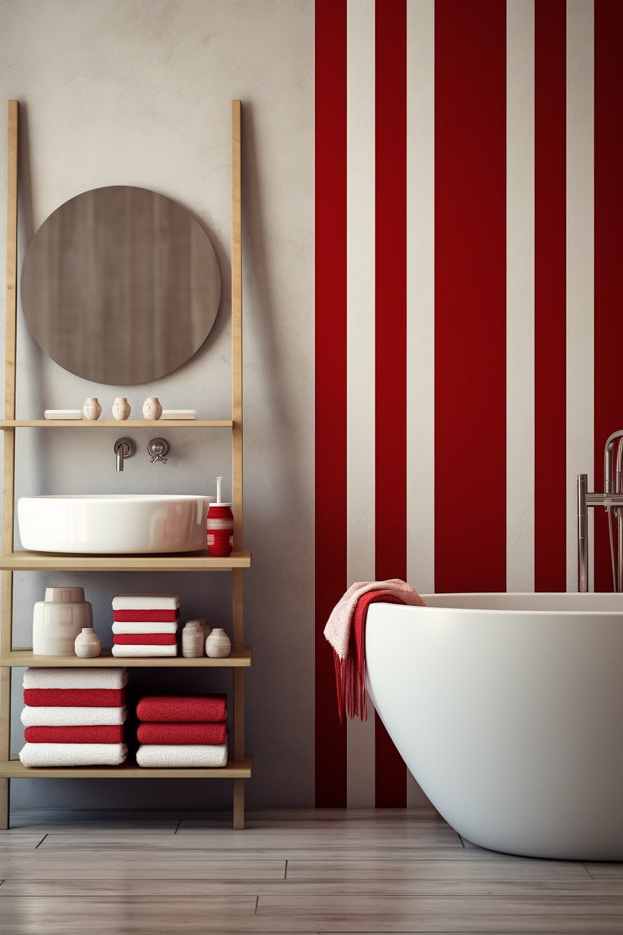 red and white striped towels