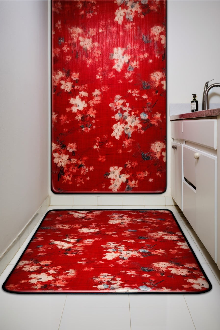 red bath mat set