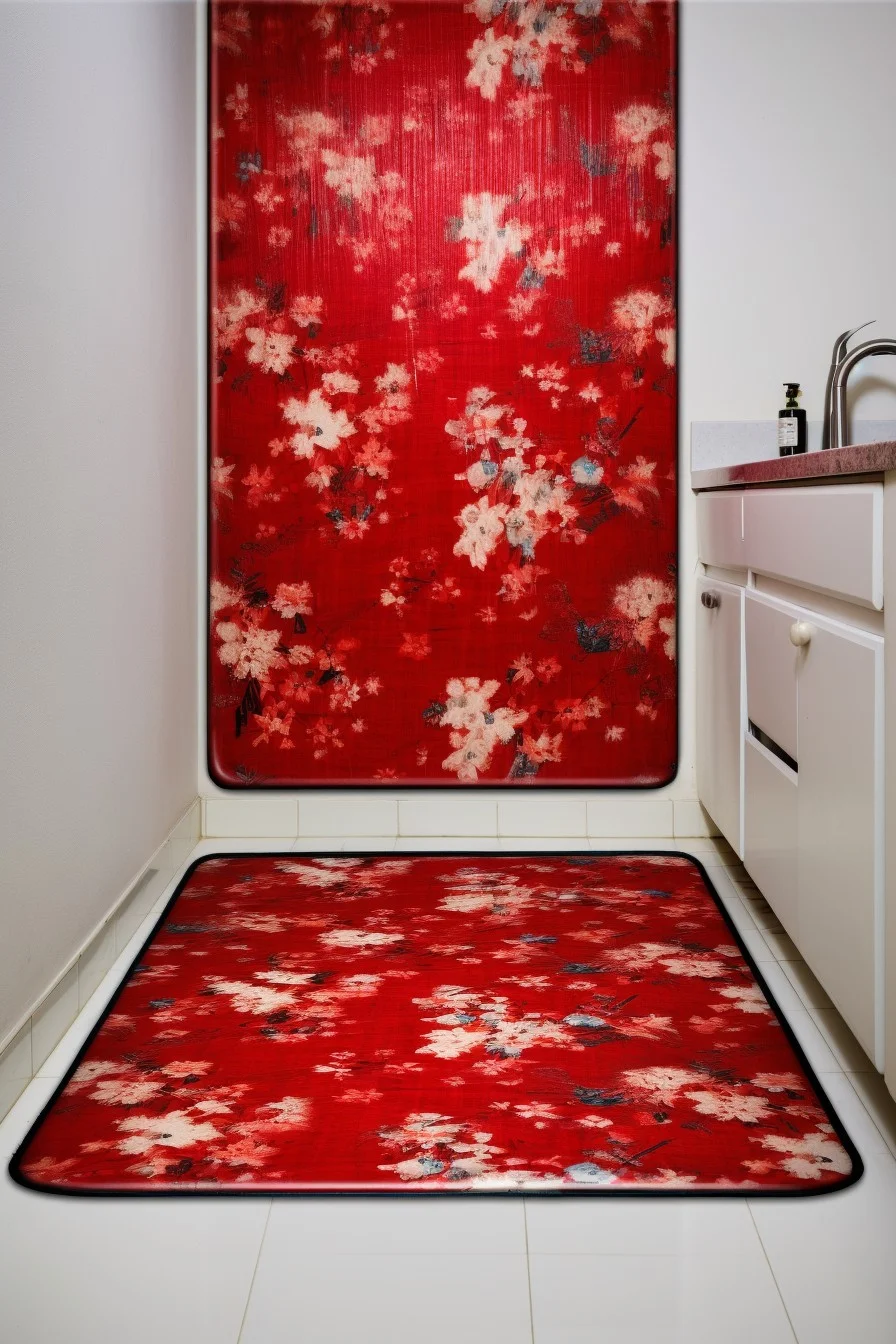 red bath mat set