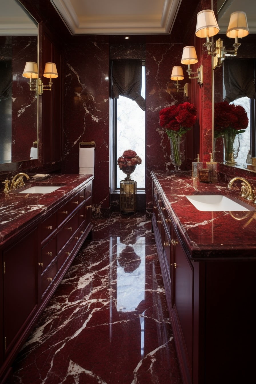 red marble countertops