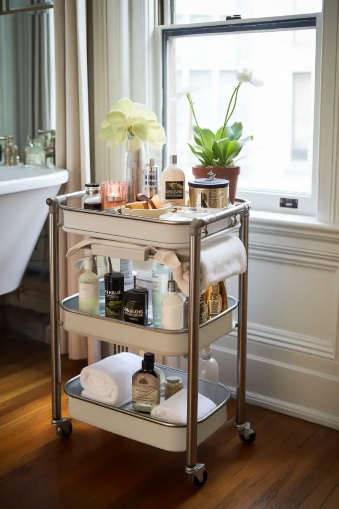 rolling cart bathroom table