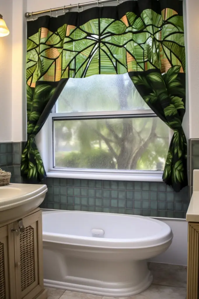 tropical palm leaf valance