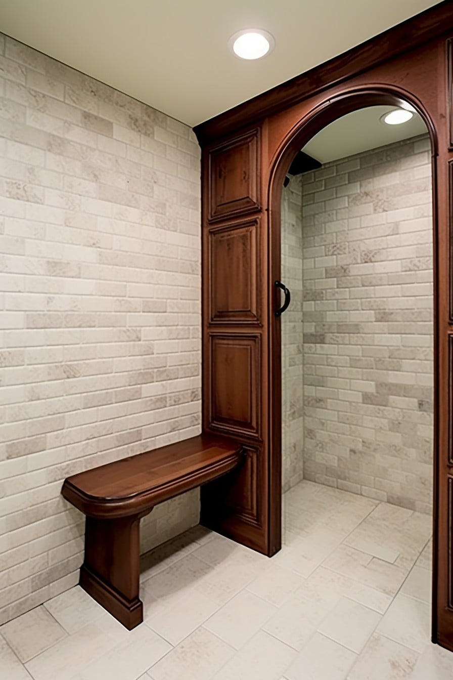 walk in shower with a bench seat