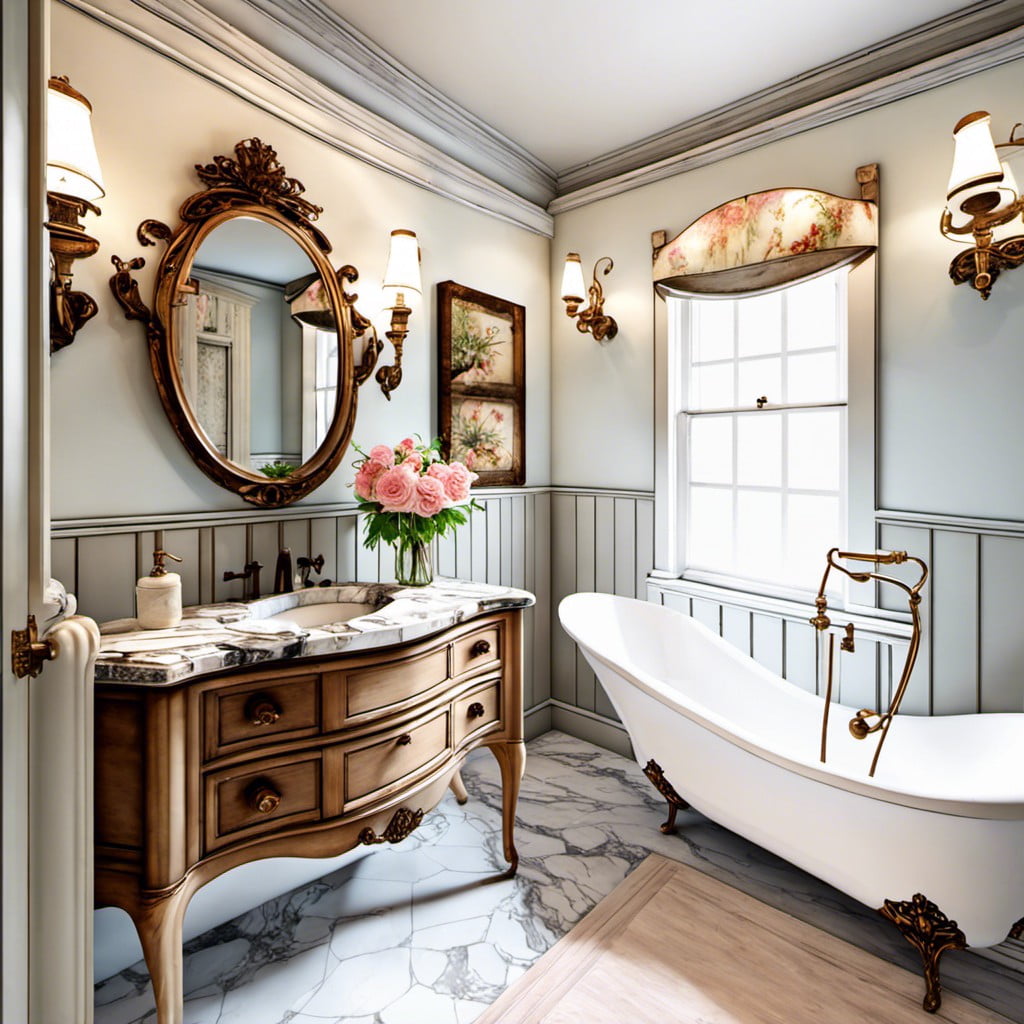 antique vanity with marble top