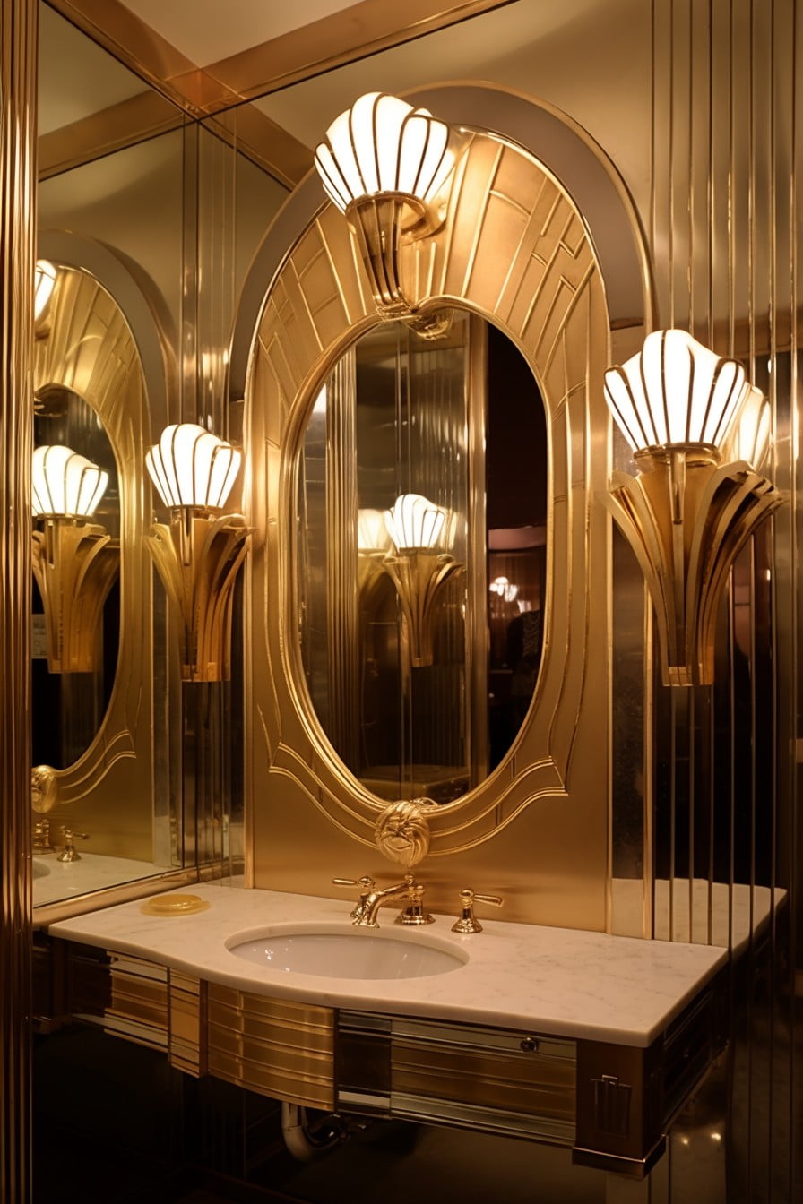 art deco gold sconces