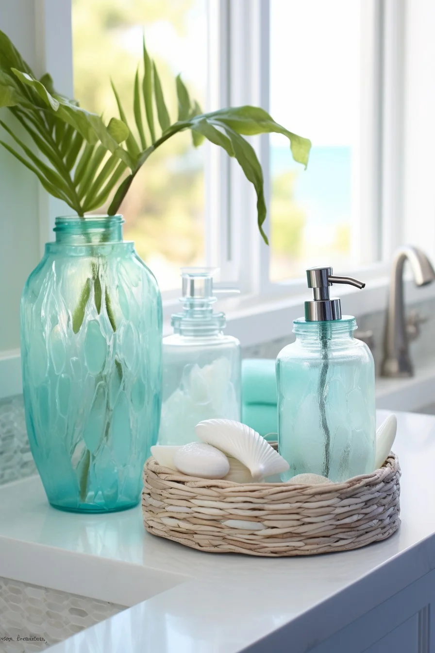 beach glass bath accessories