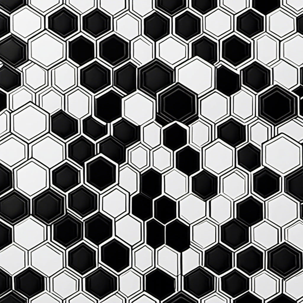 black and white hexagon tile pattern