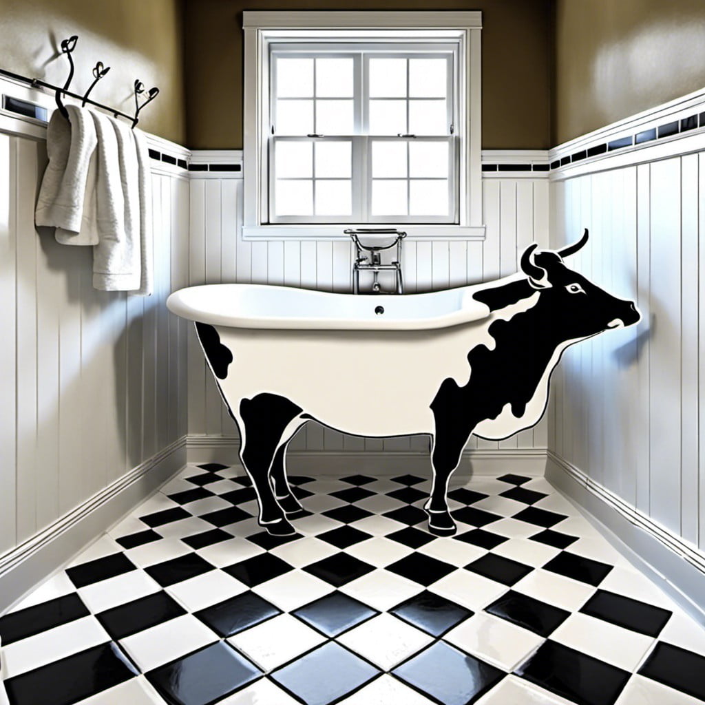 black and white tile flooring