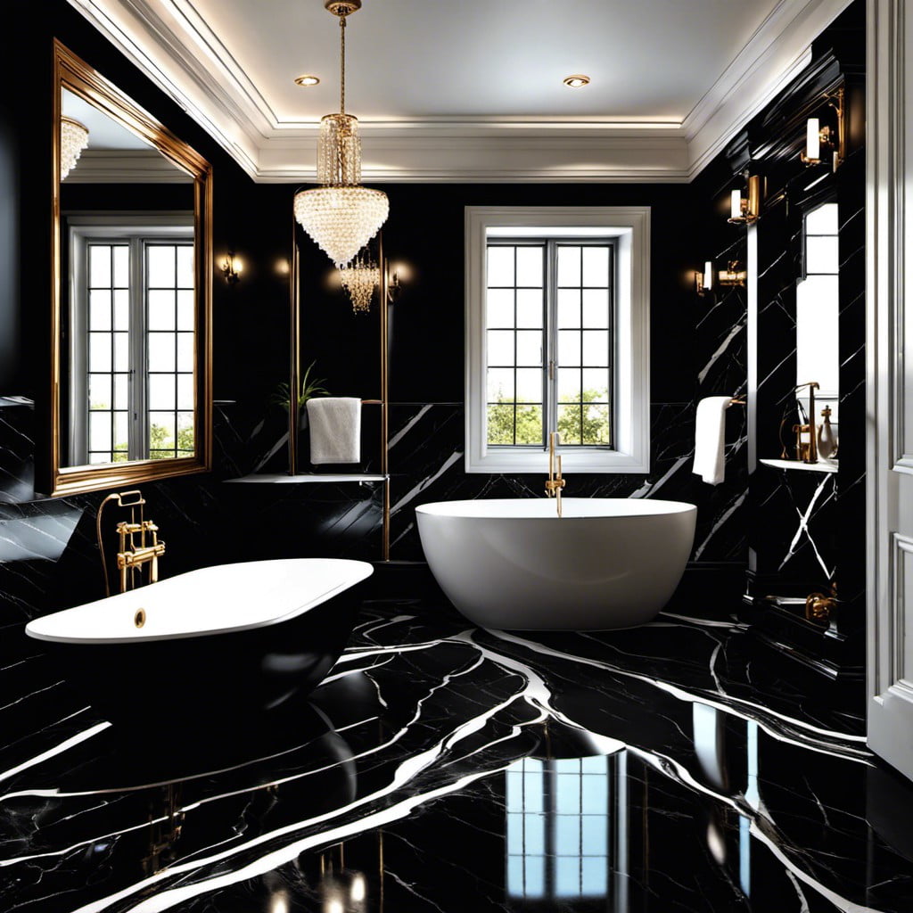 black marble flooring for a dramatic effect