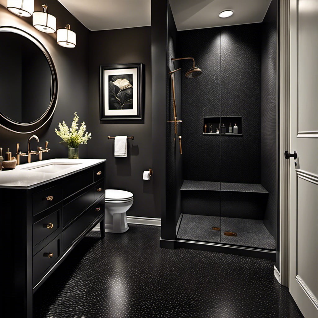 black pebble shower floor