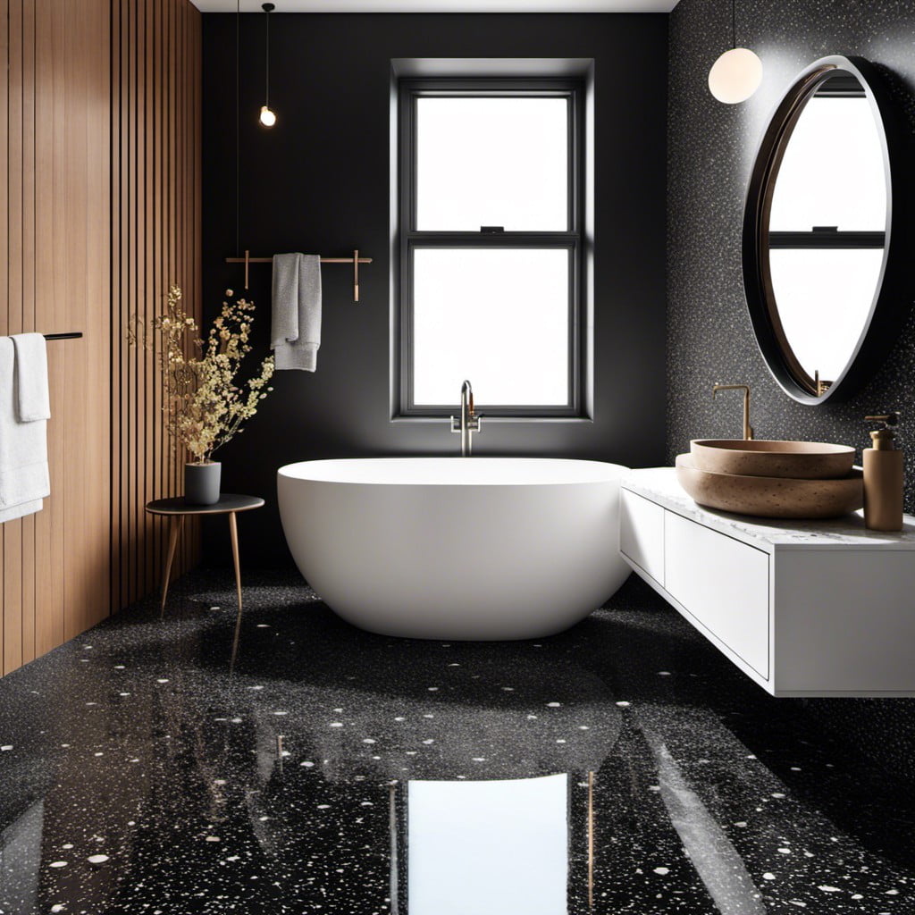 black terrazzo flooring