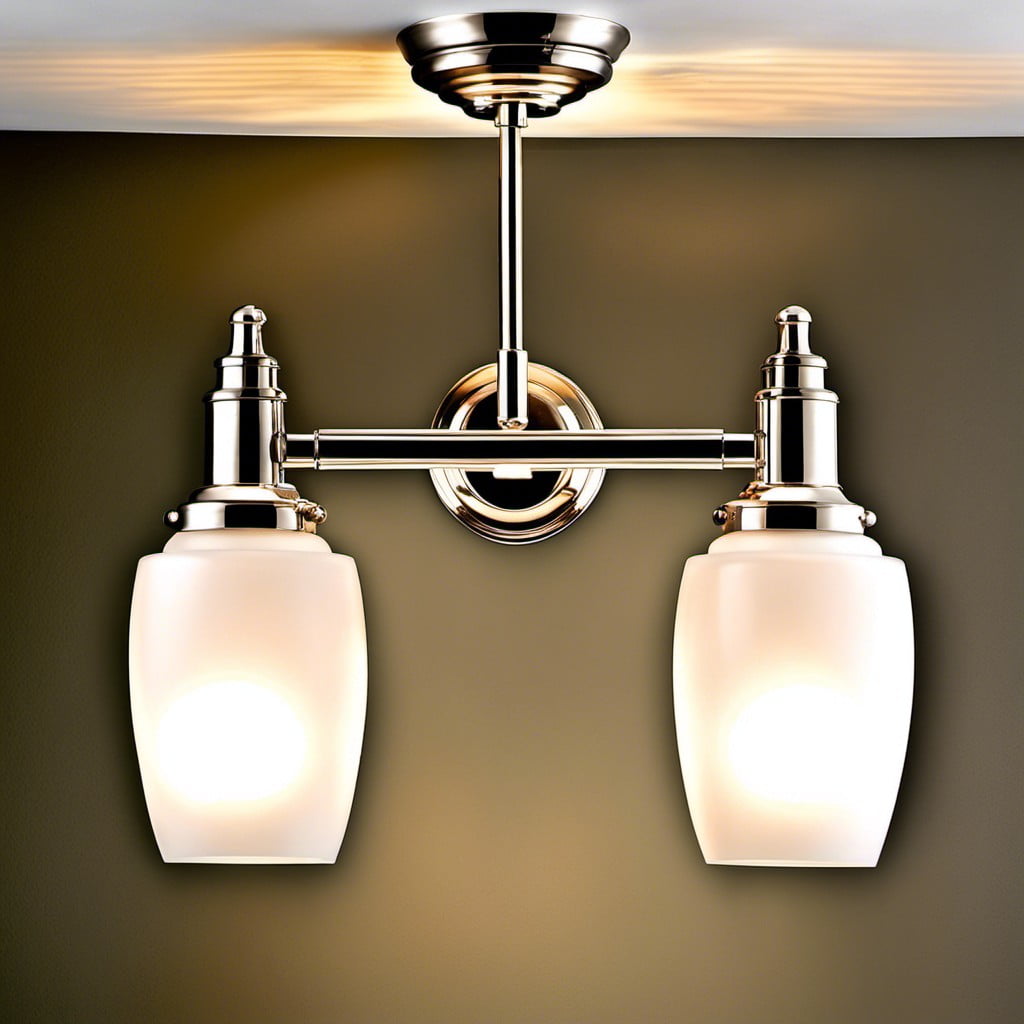 brushed nickel lighting with frosted glass shades for a soft glow