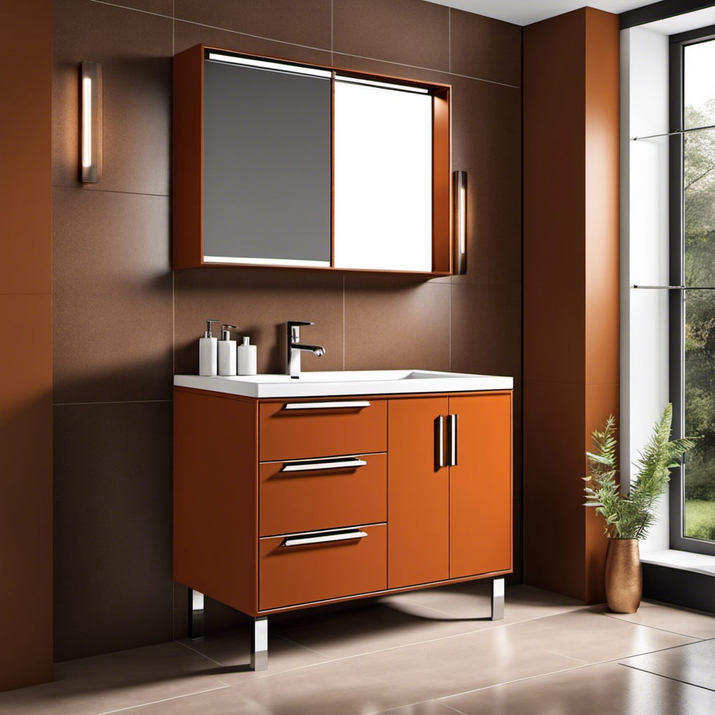 burnt orange vanity unit