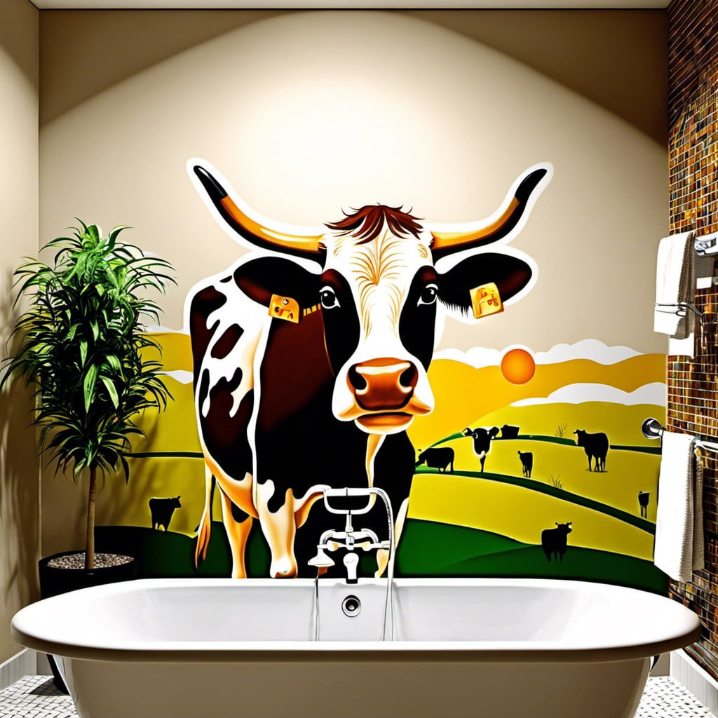 cattle mural on a wall