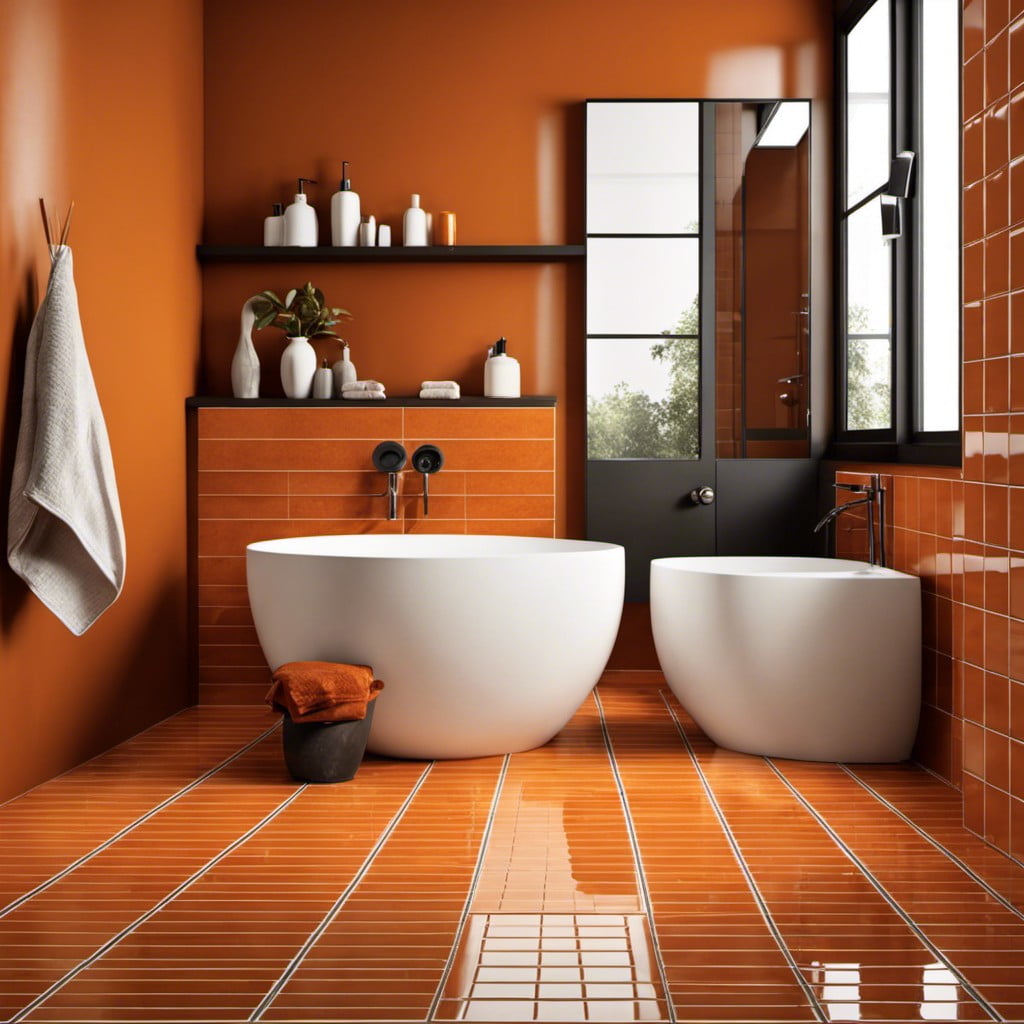 ceramic or porcelain tiles in burnt orange