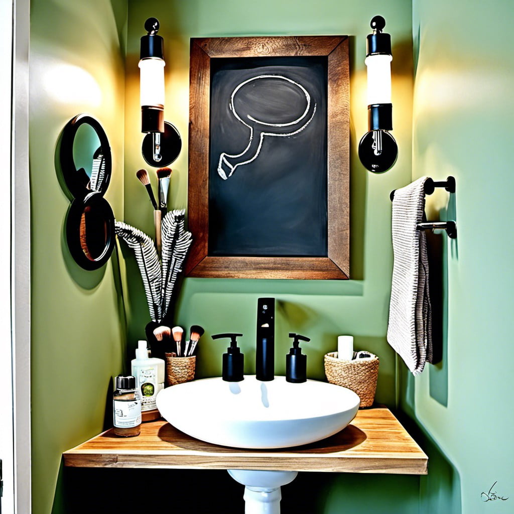 chalkboard paint above the sink for makeuphair style notes