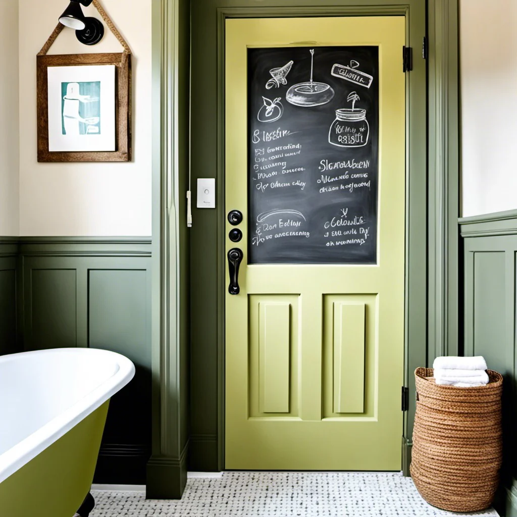 chalkboard paint on bathroom door for reminders or messages