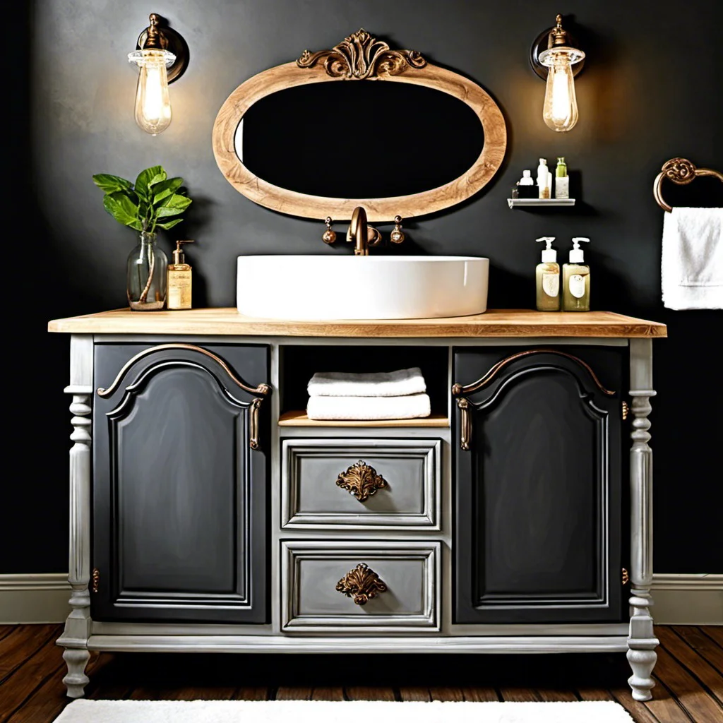 chalkboard painted vanity for a vintage look