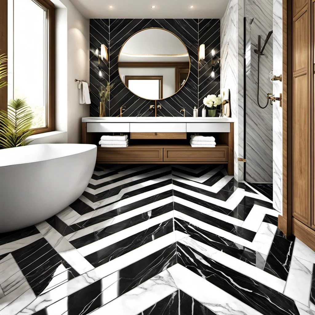 chevron patterned marble floor