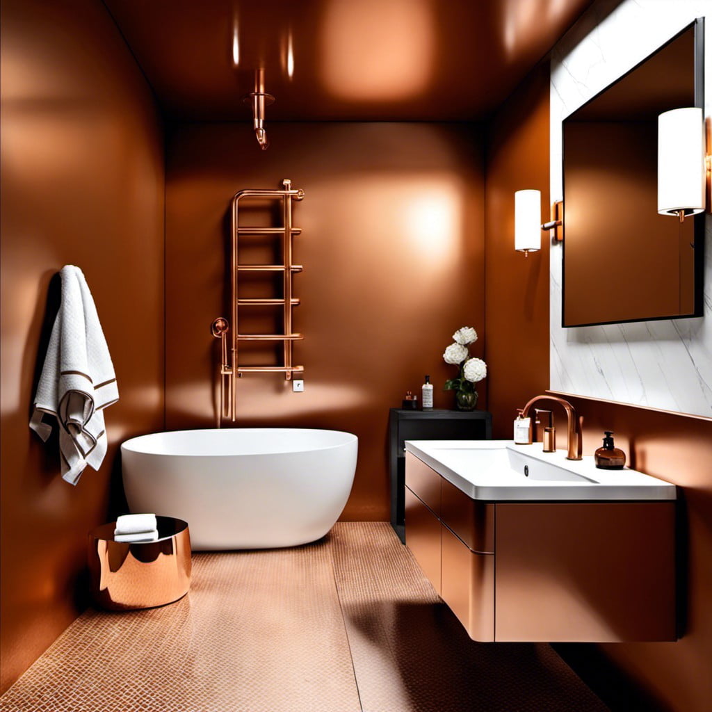 copper toned bathroom fixtures