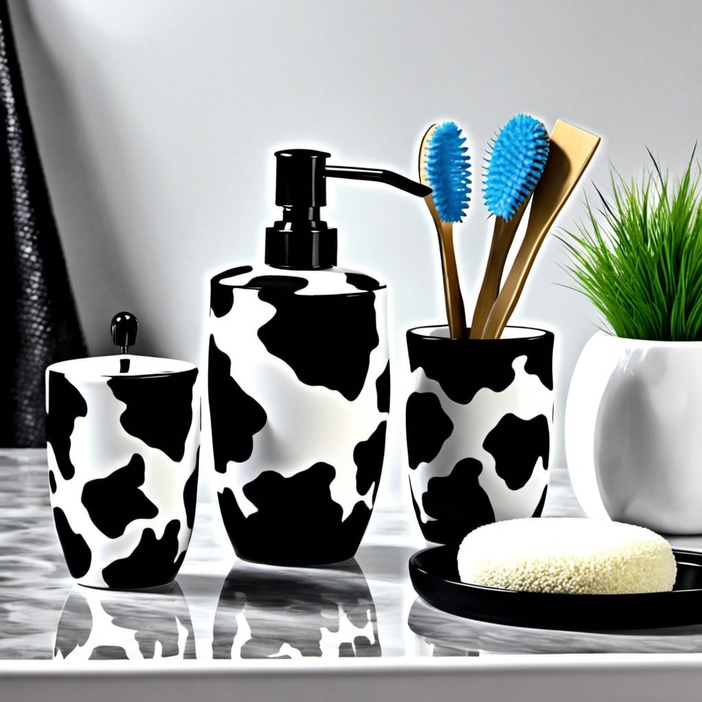 cow print countertop accessories