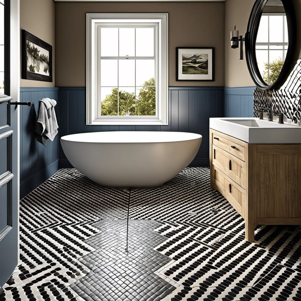 create a visual divide with contrasting tiles